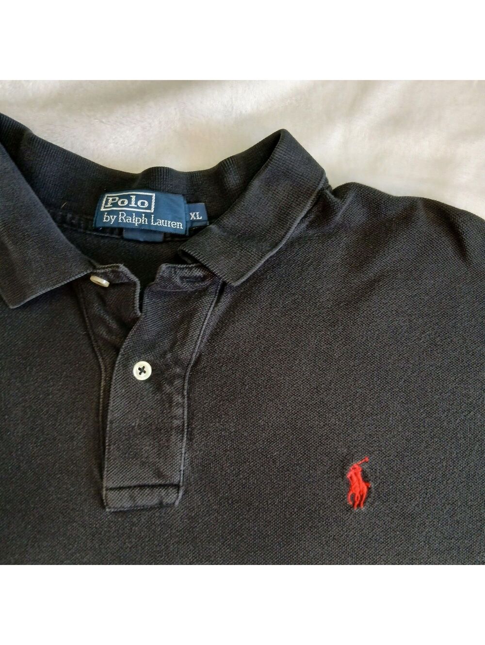 • Classic Polo Ralph Lauren Black Short Sleeve Polo Shirt XL Red Pony Normcore